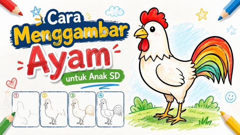 Cara Menggambar Ayam untuk Anak SD