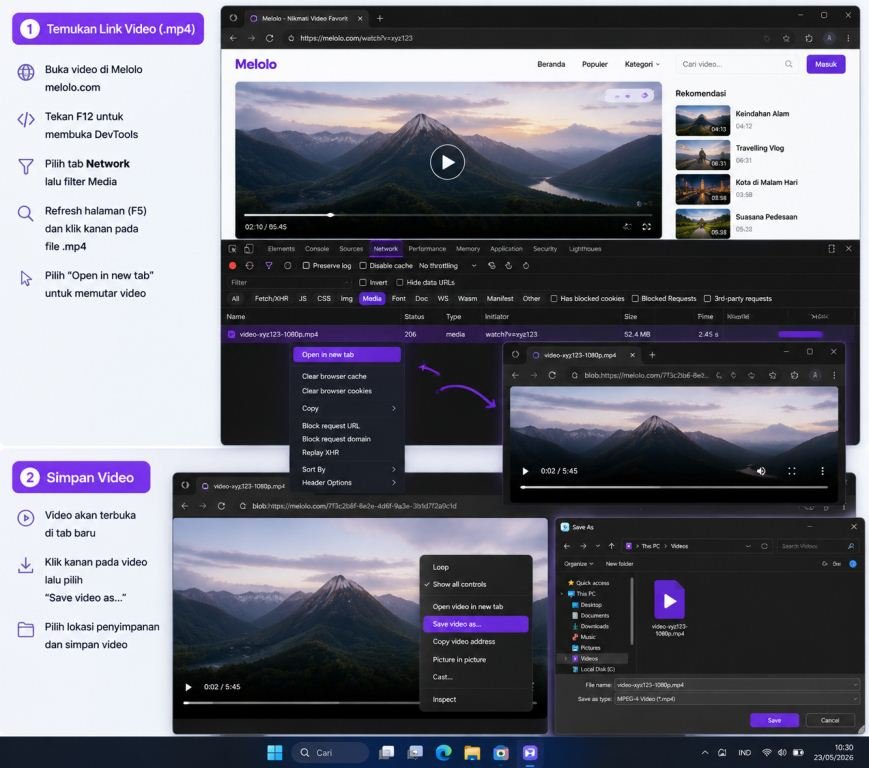 Cara Download Video Melolo di PC / Laptop (Windows & Mac)