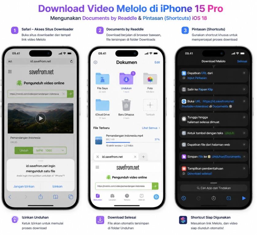Cara Download Video Melolo di iPhone / iOS