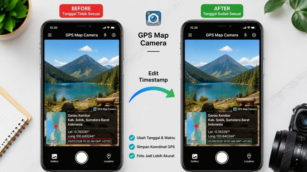 Cara Edit Waktu di GPS Map Camera