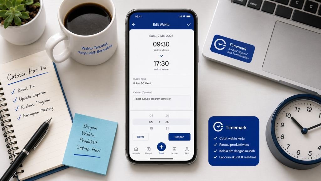 Cara Edit Waktu di Timemark