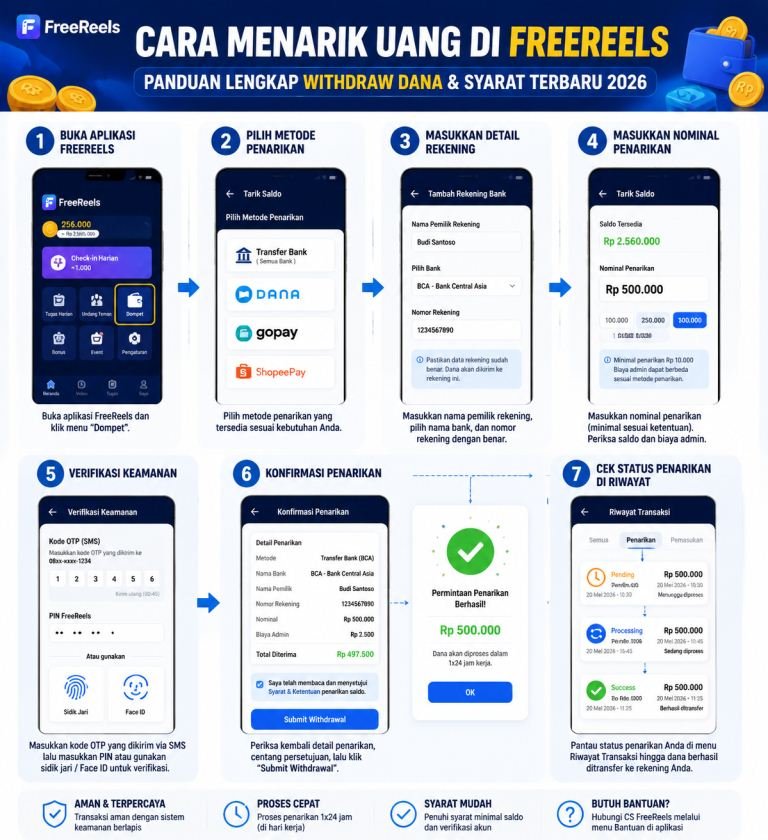Langkah-Langkah Cara Menarik Uang di FreeReels